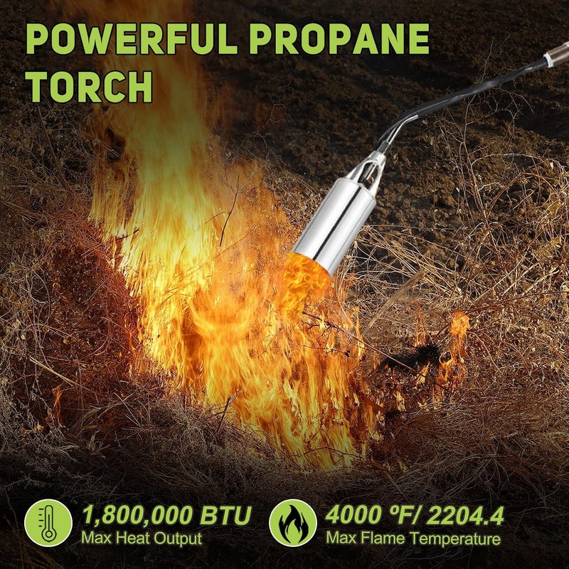 WorkBless Weed Torch, Propane Torch Weed Burner with 10 ft Hose, 1800,000 BTU, Flame Weeder with Flame Control for Weeding, Snow Melting - Image 2